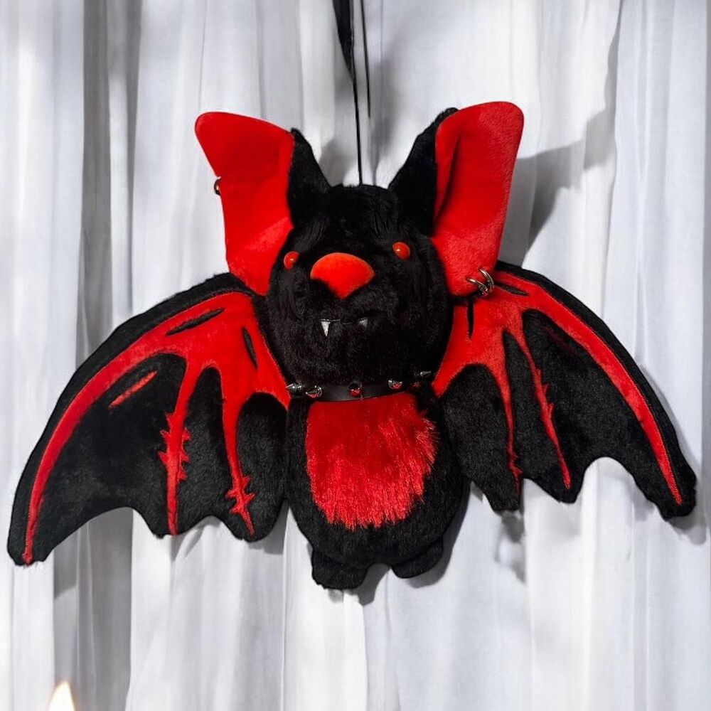 Dolls Kill Plush Bat red black edgy New never used goth grunge punk
